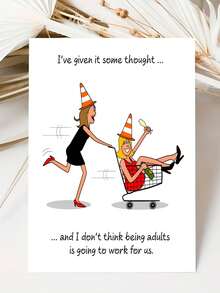 1pc Funny Birthday Card Friendship Greeting Card - Suitable For Any Occasion For Family And Friends - 紅色 - 查看 3