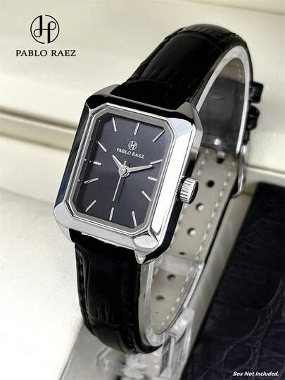 PABLO RAEZ 1pc Casual Lady Watch Elegant Simple Women Dress Wristwatch Stainless Steel Vintage Rectangle Square Silver Case Top Brand New AAA Glamorous Design Quartz Retro Fahionable Watch