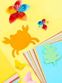 100pcs Assorted Colored Craft Paper Set, 10 Different Random Colors, Suitable For Origami, Handcraft, Office Supplies, Scrapbooking, Sewing, Notes, Gift Making, Paper Art Tools, Valentine's Day, Back To School, Holiday Gifts