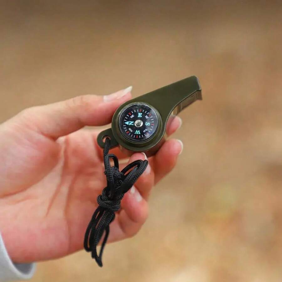 1/2pcs 3-In-1 Emergency Whistle With Compass And Thermometer - Survival Whistle, Outdoor Rescue Whistle, Camping Accessory, Survival Tool, Suitable For Camping, Hiking, Outdoor Adventure, Referee And Cheerleading, Multipurpose, Ideal Travel Accessory, Mountaineering, Camping Gear, Emergency Tool, Hiking Essential, Camping, Fishing, School And Competition Use, Great Gift For Men And Women, Birthday Gift - Multicolor - View 1