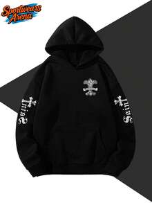 Click Here, You Definitely Won't Be Disappointed! This Stylish Brand-Themed Hoodie Features A Double-Sided Print And Is Made Of 250g Polyester. It Cleverly Blends The Brand's Unique Logo With American Flag Elements, Creating A Naturally Fashionable And Cool Y2K Style-Simple Yet Creative. This Men's Casual Athletic Hoodie Is An Essential Long-Sleeved Item For Autumn And Winter. Affordable, Comfortable, And Unisex, It's The Perfect Gift For Men. Whether For Everyday Wear, Outdoor Activities, Or Street Style, It's An Ideal Choice And A Wonderful Gift For Friends And Family. - 黑色 - 查看 3