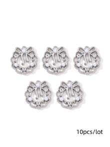 10/20pcs Mixed Cute Pearl Bow, Moon, Cross Zinc Alloy Pendant Beads For DIY Jewelry Making Necklace, Earrings - White - View 14