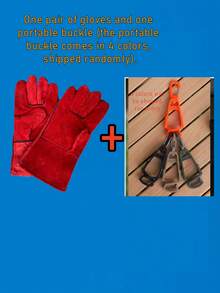 1只耐热焊接手套，适用于处理动物，如狗、猫、猎鹰、爬行动物，加固皮革，家用工具 - 彩色 - 查看 16