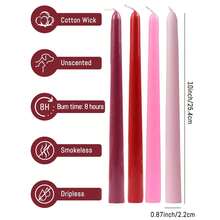 4 件 10 英寸多色柱状蜡烛，无烟无味，燃烧时间长，创意蜡烛，教堂祈祷蜡烛，适用于家居装饰、圣诞节、复活节、生日派对、婚礼、浪漫烛光晚餐、秋季蜡烛季节、放松、石蜡蜡烛、女性礼物 - 粉色 - 查看 12