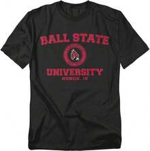 Ball State University Official Distressed Primary Unisex Adult T Shirt - black9 - View 1