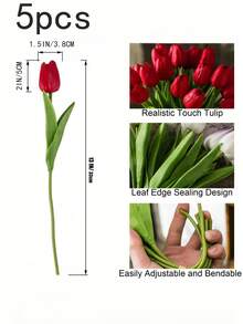 20支仿真红色郁金香，适合作为母亲节礼物、婚礼装饰、家居设计、卧室、客厅、生日派对、情人节装饰。 - 紅色 - 查看 12