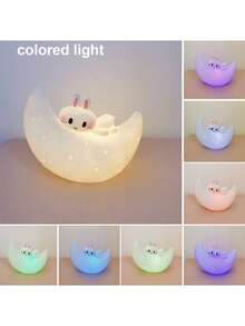 1pc Moon Rabbit Night Light, Modern Creative Rabbit Lamp, Bedroom Bedside Lamp, Decorative Lighting, Decorative Small Table Lamp, Ramadan, Valentine's Day Gift - Multicolor - View 15