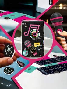 Trò chơi tranh giành micro, trò chơi karaoke gia đình, 2-10 người chơi, trò chơi vui nhộn với 250 lời bài hát (125 thẻ), thích hợp cho đêm chơi game, tiệc sinh nhật, tuyệt vời cho người yêu âm nhạc, karaoke hoặc ca sĩ. - Nhiều màu - Xem 5