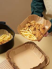 Air Fryer Parchment Paper Liners, Oil Absorbing Sheets, Baking & Roasting Silicone Paper Pads, Square & Round Shapes - Square - View 13