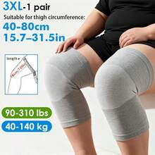 1 双 - 特大号高弹针织压缩护膝，透气舒适，加大码护膝套，男女通用，灰色/黑色/黄色，适合体重不超过 310 磅/140 公斤