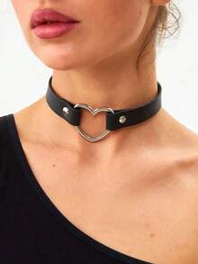 4pcs/2pcs/1pc Punk Gothic Style Necklace, Women's Lingerie Accessory, Adjustable Faux Leather Choker Necklace - Black - View 5