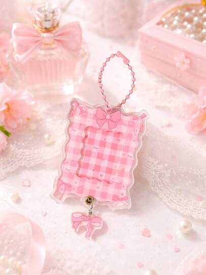 1pc Pink Bow Sliding Photo Frame Keychain, G Irl Birthday Party Small Gift, Backpacks, Handbags, Crossbody Bags, Handbags Hanging Bow Decoration, Home Room Door Key Chain, Personal Pink Decorative Pendant, Bow Theme Party Decor Photo, Wedding Decor, Bridal Shower Decor, Pink Party Gift Bag Filler, Babe Shower Decor, Gender Reveal Decor, Compact Portable Photo Storage, Pink Bow Ornament, Birthday Gift, Party Favors