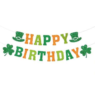 Happy Saint Patricks Day Birthday Banner St Patricks Day Green Lucky Birthday Garland