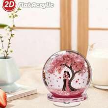 情人节360度旋转2D平面亚克力桌面摆件，适用于家居、办公室、婚礼、生日礼物，2D平面设计，复古美学。 - 彩色 - 查看 4