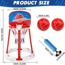 1 Set Floating Pool Basketball Game, Inflatable Water Basketball Hoop With 2 Balls And Air Pump, Blue/Red - Perfect Gift For Halloween, Christmas, Thanksgiving And Children's Day - Multicolor - View 5