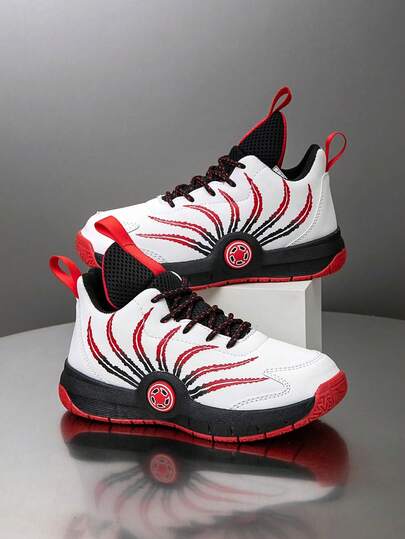 1 Pair Kids' Basketball Shoes, Youth Outdoor Sports Shoes Anti-Slip New Fashion Colorblock Breathable Casual Sneakers For Boys