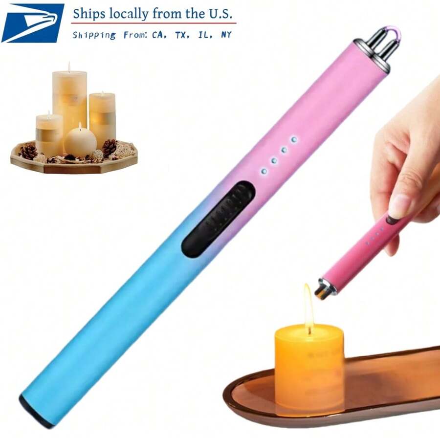 The 2026 USB New Rechargeable Arc Lighter, Featuring A Windproof Flameless Igniter, Is Suitable For Candles, Barbecues, Camping, And Kitchen Stoves. With Its Compact And Stylish Design, This Flashlight-Style Lighter Is The Perfect Birthday And Valentine's Day Gift For Teenagers And Family Chefs - 粉色 - 查看 1