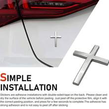 Cross Car Decals, Metal Jesus Cross Badge Stickers, 3D Individual Car Cross Emblem Decal, For Auto Trunk Body Tailgate Side Fenders, Auto Decoration - 金色2PC - 查看 4