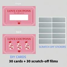 30-Piece Set Creative DIY Scratch-Off Cards & Stickers – Surprise Gift Cards Ideal For Birthday Presents Anniversary Surprises Valentine's Romantic Moments Couple Daily Interaction Party Favors To Add Sweetness To Special Occasions & Create Heartwarming Surprises For Loved Ones - Multicolor - View 3