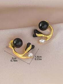 1 Pair Fashionable Creative Relationship-Themed Elegant Tulip Flower Rhinestone Inlaid Earrings, Versatile For Women's Daily Casual, Party, Music Festival, Valentine's Day Gift - Black - View 3