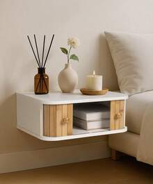 Floating Nightstand,White Bedside Table,Modern Boho Organiser,Small Spaces Wall Mounted Shelf,Storage With Drawers, Bedroom Home Decor, Bedroom Furniture - 漂浮的 - 查看 1