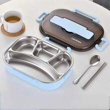 1个不锈钢午餐盒，保温便携午餐盒，带2/4个隔层，配有汤碗和餐具，适合学生、上班族、学校、露营、野餐和家庭使用。 - 彩色 - 查看 17