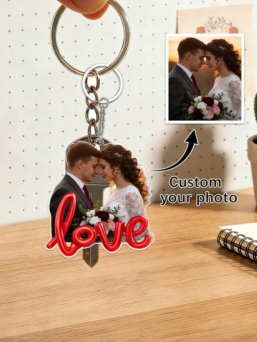 Customized Photo Keychain, Personalized Acrylic Keychain, Couple Customized Keychain, Photo Keyring, Valentine's Day Gift, Birthday Gift, Anniversary Gift - Multicolor - View 1