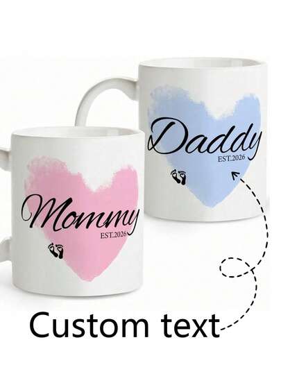 1pc Custom Coffee Mugs, Can Be Customized With Your Photo/Name, Personalized Cups, Romantic Drinkware, Suitable For Women And Men, Ideal Gifts For Family And Friends, Halloween, Christmas Gifts, Anniversary Gifts, Souvenirs, Suitable For Companies, Individuals, Offices, Autumn And Winter Gifts
