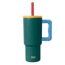 - Vaso para niños de 24 onzas con asa y tapa de silicona con popote A prueba de derrames y resistente a fugas Botella de acero inoxidable reutilizable Regalo para niños y niñas - Explorador de mezcla multicolor - Ver 1