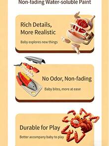 Disassemble & Assemble Lobster/King Crab/Turkey/Fish Model Toys, Helps Kids Identify Food Structure, Crab Legs Make Crisp Sounds For Stress Relief, Suitable For Teens And Children, Simulated Kitchen Toy Set, Educational Food Identification Toy, Can Be Used As Decor For Boys And Girls - Burgundy - View 9