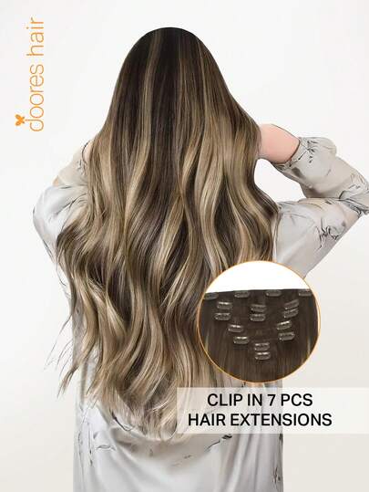 DOORES 7 PEÇAS Extensões de Cabelo com Presilha 100% Cabelo Humano Real de Chocolate Marrom a Dourado Caramelo 14-24 Polegadas 115g, Extensões Remy para Cabelo Humano com Presilha com Trama Reta e Grossa Sedosa, Cabelo Reto Volumizante que é Natural e Macio, Extensões de Cabelo com Presilha Longo para Cabelos Finos para Mulheres e Homens Inverno Natal Cosplay/Campus / Noite de Encontro