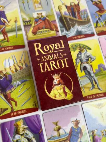 10.5x6.5cm Royal Animals Tarot Cards, Suitable For Accurate Divination And Simple Tarot Reading, Ideal For Beginners, Family Gatherings, Entertainment Games, Game Gifts, Card Games, Party Board Games, Couple & Friends Interactive Games, Truth Or Dare Card Games, Leisure Games, Portable Cards, Friends Gathering Board Games, Holiday Travel Entertainment Games, Couple Card Games
