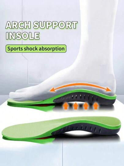 1 Pair Unisex Arch Support Insoles - Shock Absorbing, Anti-Slip, Breathable & Durable Sports Insoles, Suitable For Running, Workout, Hiking And Daily Wear