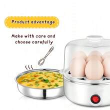 Double Flat Lid Design Egg Steamer Electric Egg Cooker, Multifunctional Breakfast Machine, Anti-Dry Protection, Stainless Steel Base, Family Health And Practical Gift, One Machine To Fix Breakfast, Giving Measuring Cup - 美規A型插(110-127V) - 查看 8