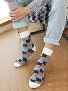 1双复古格子中筒袜，百搭中筒袜，韩式/日式/英式风格 - 彩色 - 查看 6