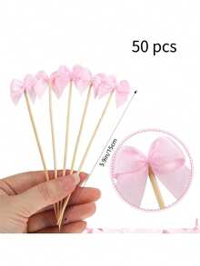 30/50 chiếc que xiên cocktail nơ hồng dùng cho đám cưới, tiệc tùng, quà tặng cho tiệc mừng em bé, tiệc độc thân, tiệc sinh nhật, tiệc tốt nghiệp, tiệc sinh nhật công chúa. - Màu Hồng baby - Xem 9