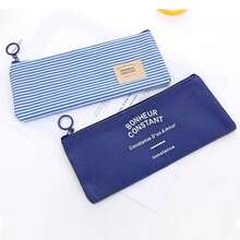 创意清新风格铅笔盒，条纹牛津布收纳袋，文具盒，铅笔袋，化妆包，返校必备