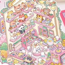 贴纸*3 + 场景卡*1 卡通3D立体微缩场景贴纸风景拼贴手册 DIY教育手册 休闲玩具 - 彩色 - 查看 10