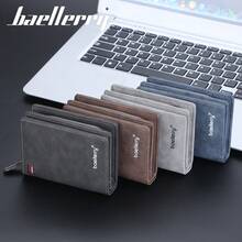 Baellerry Men's Short Wallet, European And American Retro Style, Multiple Card Slots, Vertical Design, Zippered Coin Purse Men - Blue - View 7
