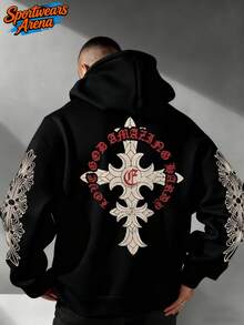 Check It Out! This Stylish Brand-Themed Hoodie Features A Double-Sided Print And Is Made Of 250g Polyester. It Cleverly Blends The Brand's Unique Logo With Fashionable Aesthetics, Creating A Naturally Beautiful And Cool Y2K Style-Simple Yet Creative. This Men's Casual Athletic Hoodie Is An Essential Long-Sleeved Item For Autumn And Winter. Affordable, Comfortable, And Unisex, It's The Perfect Gift For Men. Whether For Everyday Wear, Outdoor Activities, Or Street Style, It's An Ideal Choice And A Wonderful Gift For Friends And Family. - 黑色 - 查看 2