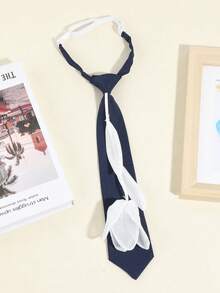 1pc Women's Handmade Floral Decor Elegant Solid Color Necktie, Suitable For Party, Gift, School, Shirt, Holiday Matching