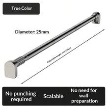 1pc Retractable Stainless Steel Balcony Clothes Drying Rack, Bathroom Curtain Rod, Wardrobe Closet Rail, Storage & Organization, Women White T-Shirt, Women Black Pants, Women Winter Clothing, Dress, Women Winter Outfit, Elegant Women Dress, Women White Long Sleeve Shirt, Women Spring Dress, Women Spring Set, Spring, Spring Apparel, Minimalist, Summer Top - Black - View 12