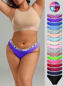 9pcs/Set Assorted Color Sexy Bikini Cotton Briefs, Sporty & Fashionable Seamless Breathable Panties For Women - 彩色 - 查看 2