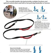 HALTI Control Leash - Multifunctional Double-Ended Dog Leash with 2 Handles Ideal for Anti-Pulling Dog Training Lightweight and Durable Suitable for Dogs and Puppies Size Large Black 2m - Negro con asas rojas - Ver 2