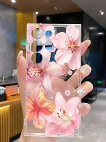 1个优雅粉色花朵和仿珍珠软手机壳，兼容华为荣耀、红米、三星Galaxy A04e/12/A13/A14/A34/A50/A52/A53/A54/S21/S22/S23/S24/S25/S25 Ultra、6A/7A/8A、12T/13T，国际版，非国内版 - 無色 - 查看 5
