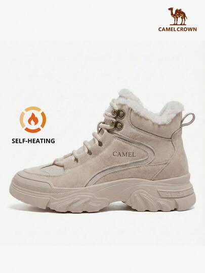 CAMEL CROWN Women's Casual Sports Shoes, Thick Sole High-Top Snow Boots With Warm Lining For Autumn/Winter