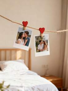 50个迷你木质心形衣夹 DIY工艺夹 照片纸夹 适用于卡片、绘画、剪贴簿、派对用品、婚礼装饰、婚礼装饰（红色） - 彩色 - 查看 7