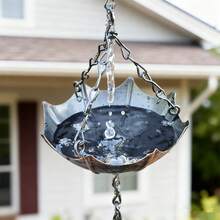 户外装饰雨链，悬挂式花园/露台装饰排水沟系统，适用于家居装饰雨链花瓣，优雅设计，装饰性落水管，适用于花园和露台，可替代传统落水管 - 彩色 - 查看 2