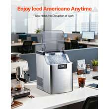Hieladora de encimera, 44 libras por día, máquina portátil de autolimpieza con cuchilla, cesta de almacenamiento de hielo de 4 libras, máquina de fabricación de hielo con hielos masticables para el hogar, la cocina, la oficina, el bar y la fiesta - Plateado - Ver 6