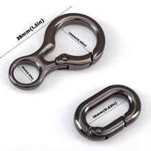 2pcs Swivel Clasps, Metal Lobster Claw Clasps With Keyring, For Keychain, DIY Crafts - Gun Black - View 4